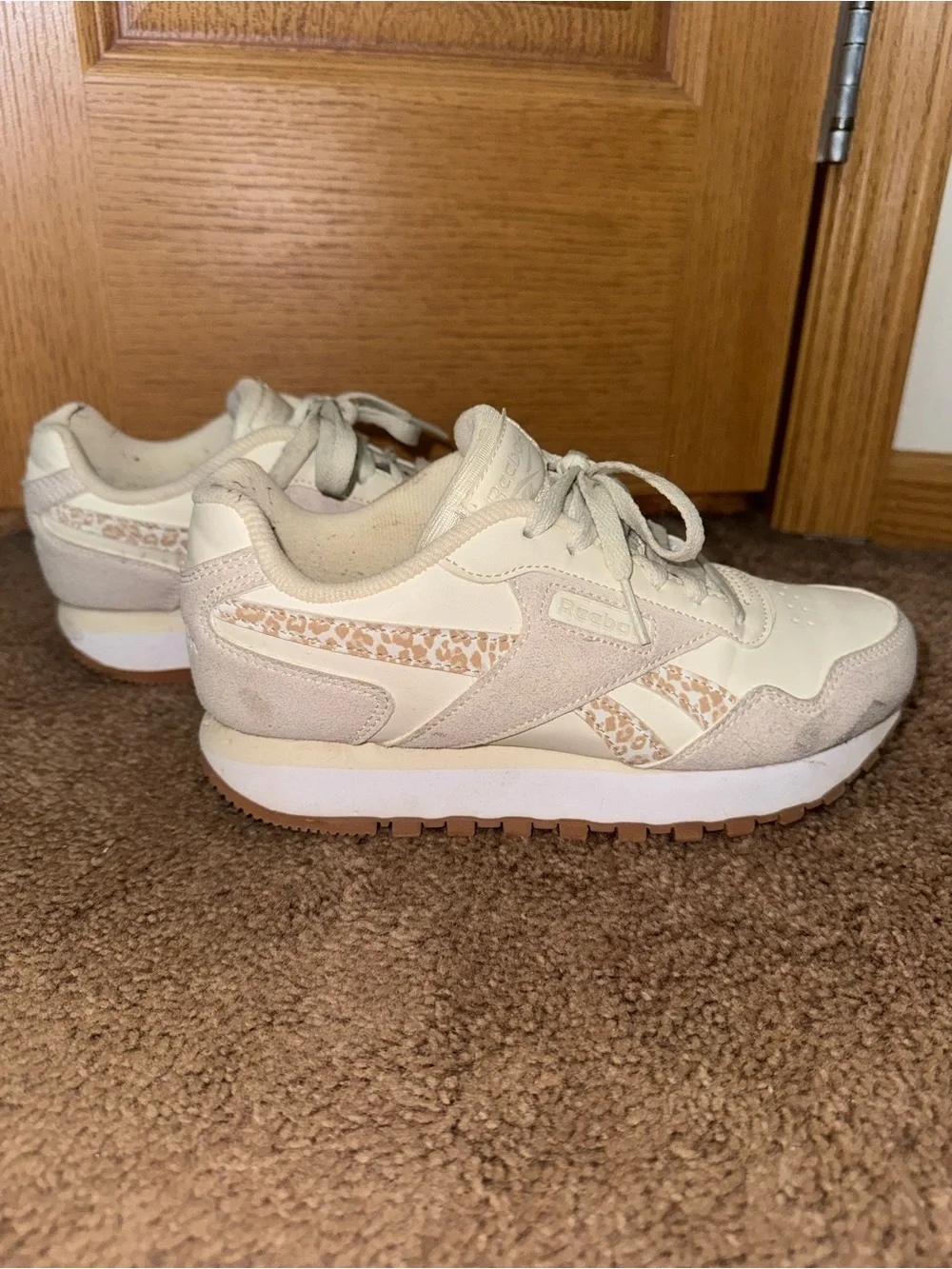 Reebok Off-White Leather and Suede Low-Top Sneakers